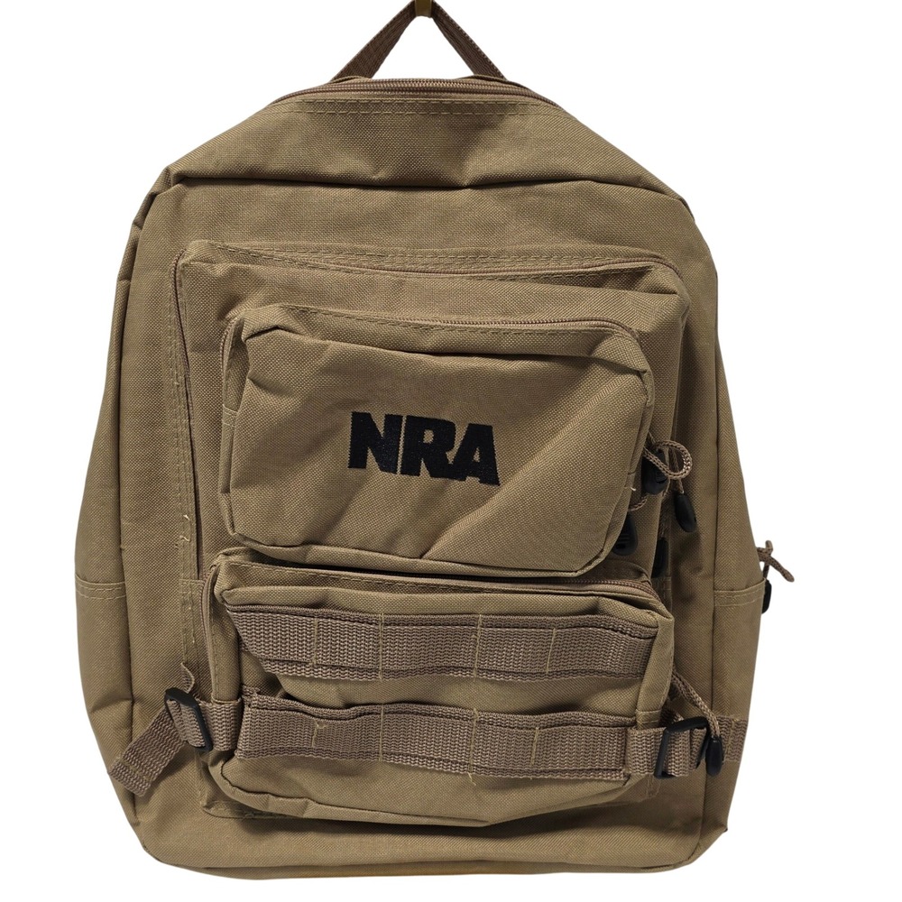 NRA Tactical Backpack Coyote Tan MOLLE Webbing Padded Straps Range Bag 17in*